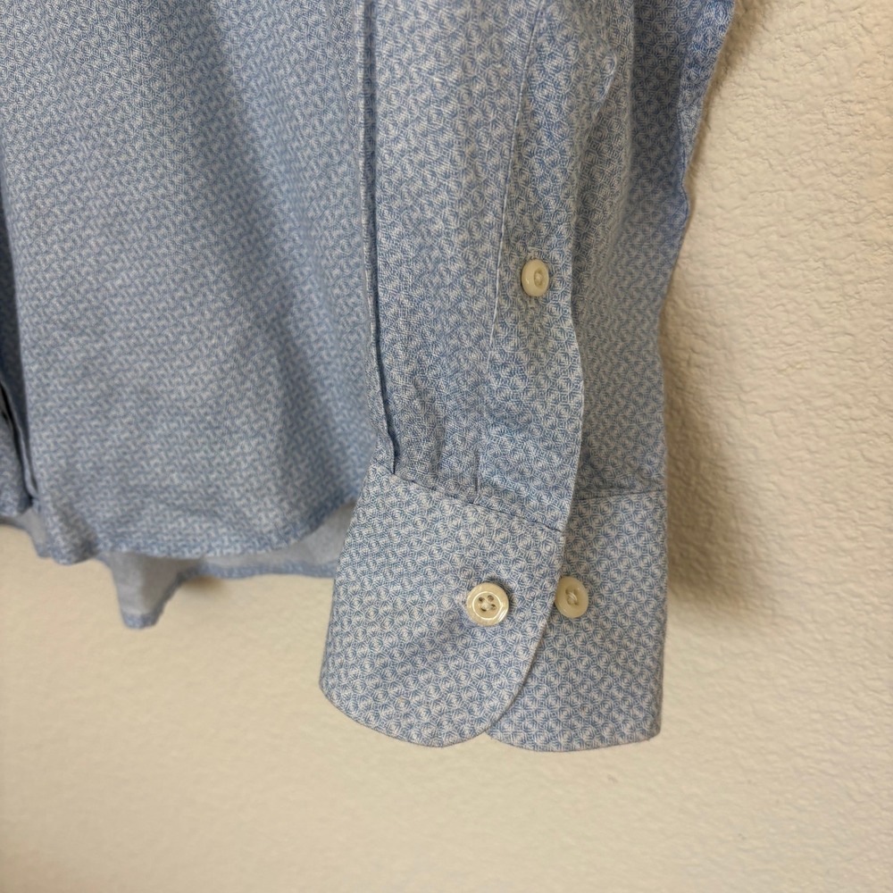 Peter‎ Millar Crown Cool Linen Button Up Shirt Size Medium Blue Chest Pocket - Picture 3 of 7